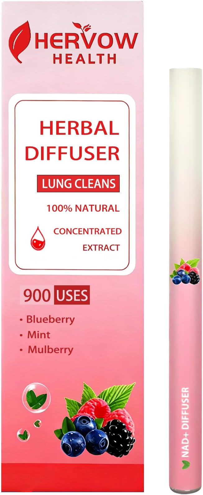 【HERVOW】 Portable Aromatherapy Diffuser for Essential Oils – 900 Uses Long Lasting, No Electricity, Natural Mint Lavender Chamomile, for Home Car Office Travel, Calming Air Freshener Gift