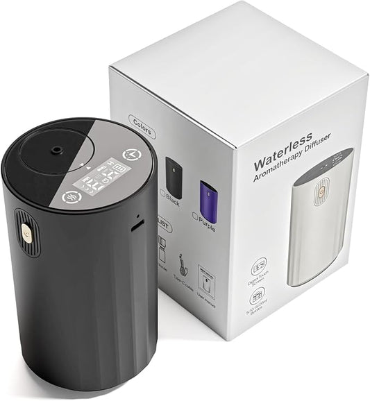 ASAKUKI Waterless Diffuser for Essential Oil, Home & Car Diffuser, with Adjustable Mist Levels and Timer, Mini Scent Air Machine, Ideal for Home, Car, Office and Travel
