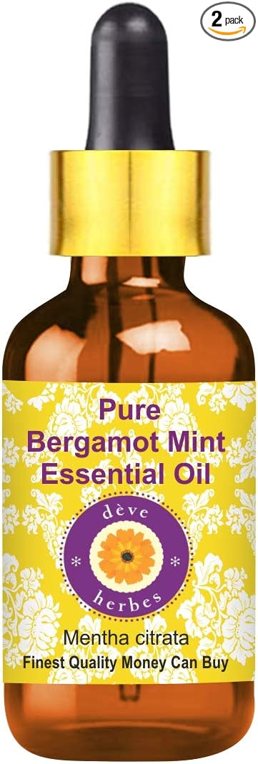 Deve Herbes Pure Bergamot Mint Essential Oil (Mentha citrata) with Glass Dropper Steam Distilled 100ml (3.38 oz)