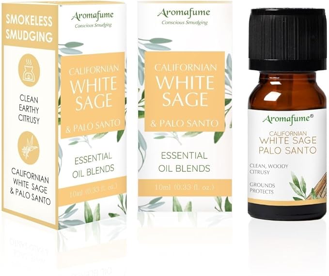 White Sage & Palo Santo Essential Oil Diffuser Blend by Aromafume | 3x10ml/0.33 fl oz | Aromatherapy Oil for Cleansing Negative Energy & Protection | Ethically sourced| Sage Oil for Smokeless Smudging