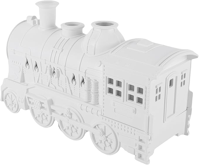 EBTOOLS 300Ml 8W Train Shaped Humidifier With Night Light, Dual Spray Modes, Warm and Cool Blue Light, Low Noise, Essential Oil Diffuser, Misting Function, Cool Mist Humidifier (White)