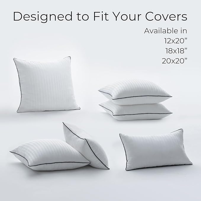 Phantoscope Synthetic Down Pillow Insert - 12x20 Down Alternative, Ultra Soft Large Rectangle Throw Pillow with 100% Cotton for Couch Sham, Bed Sleeping (White, Set of 1)