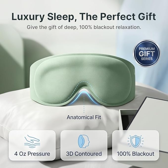 Weighted Sleep Mask for Women Men: 3D Contoured Eye Mask for Night Shift - 100% Blackout Eye Cover with Full Coverage Fit, Soft Memory Foam, Bedtime Relaxation, Airplane Travel Nap Gadget