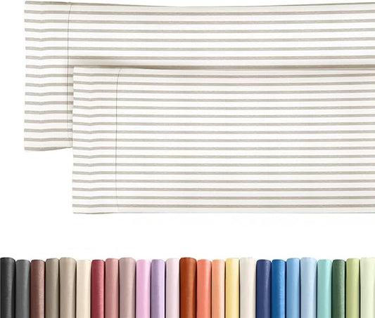 Body Pillowcases Set of 2-20x54 Long Body Pillow Case - Soft Body Pillow Cover for Sleeping & Side Sleepers - Comfy, Wrinkle & Fade Free - Machine Washable w/Envelope Enclosure Beige Stripes 2