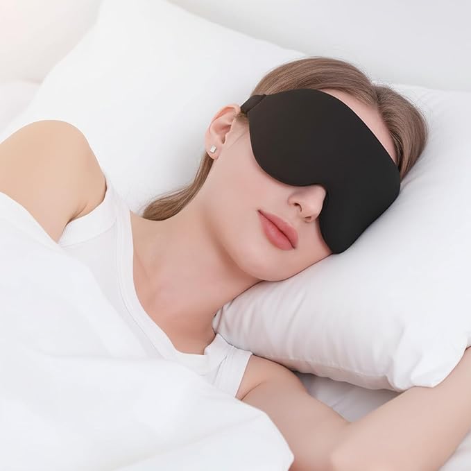 Sleep Mask for Side Sleeper, 3D Complete Light Blocking Sleeping Eye Mask, Soft Breathable Eye Cover with Hair-Tangle-Free Symmetrical Strap, Zero Pressure Blindfold for Women & Men