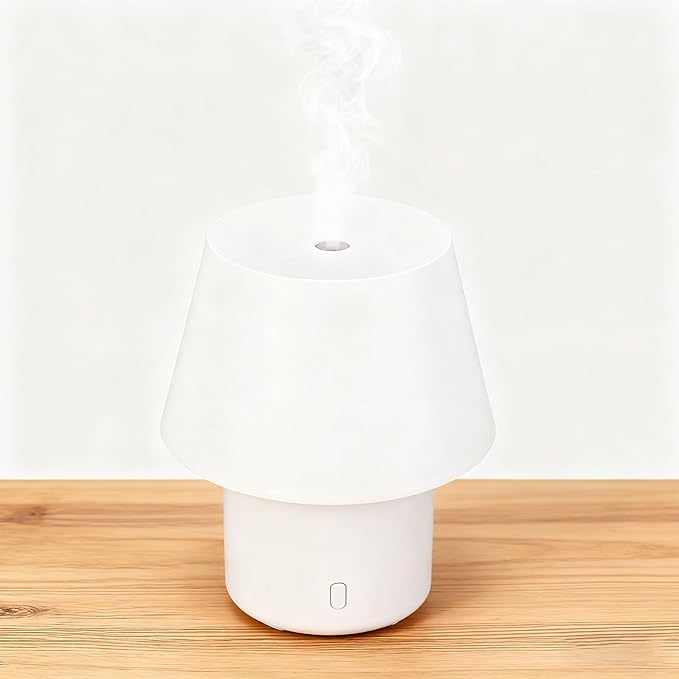 Asixxsix Essential Oil Diffuser Lamp, 6.8x5.6Inch 160ml Ultrasonic Aromatherapy Diffuser with Night Light, Quiet Running, USB Powered, for Home, Office (Flat Top)