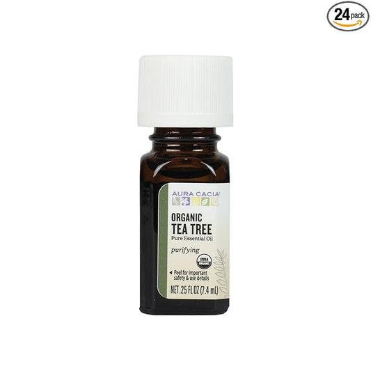 Aura Cacia Certified Organic Tea Tree Essential Oil, 0.25 Ounce (Pack of 24)