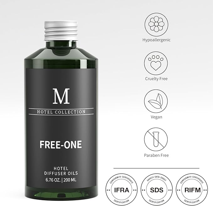 Hotel Scents Free One 6.76 Fl Oz (200 ml), Home Luxury Aroma,Hotel Fragrance Diffuser Oil,Hotel Diffuser Oil for Aromatherapy, Bigger Bottle, Bolder Aroma, Longer Lasting