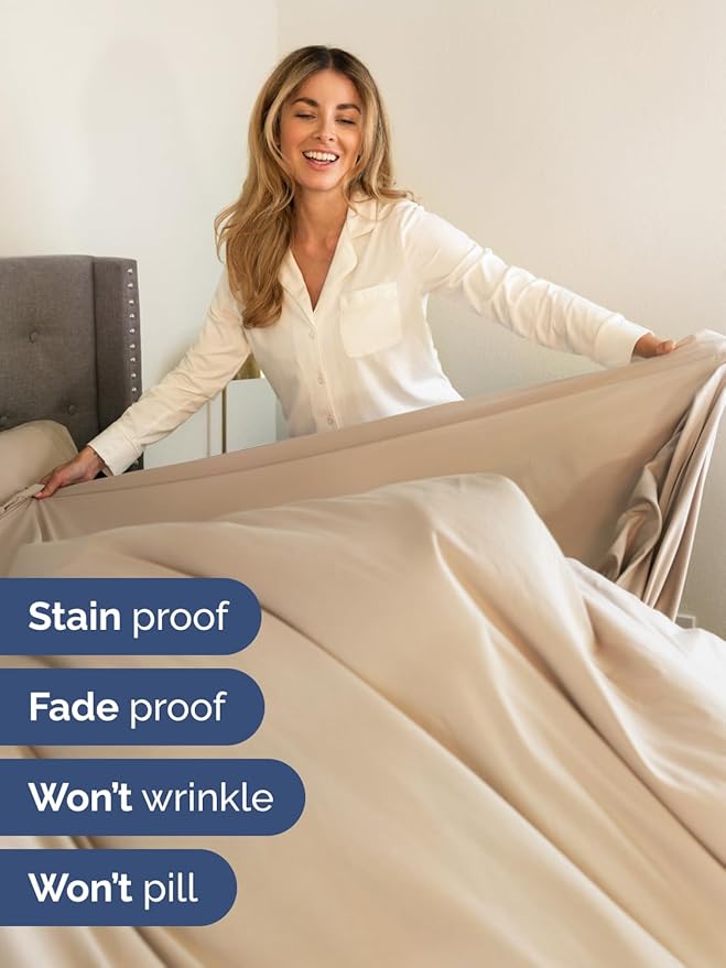 Extra Deep Full Sheet Set - 4 Piece Breathable & Cooling Bed Sheets - Easily Fits 18 to 24 inch Mattress - Ultra Soft, Wrinkle & Fade Free w/ Extra Deep Pockets - Comfy Hotel Luxury Bedding - Cream