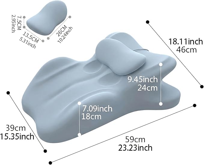 Contoured Support Pillows Ergonomic Memory Foam Wedge Pillow, 27° Angled Support for Waist and Neck, Multi-Position Support Pillow (Blue)