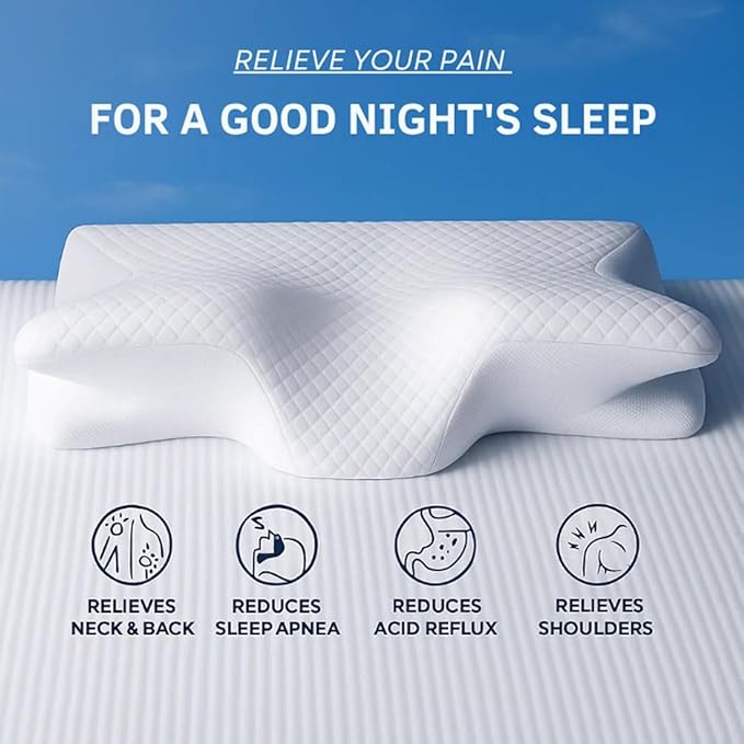 Premium Relief Pillow, 2026 New 2-in-1 Ergonomic Pillow with Case, Adjustable Memory Foam Supports Pillows, Orthopedic Bed Pillows for Side Back Stomach Sleeper (1PC-White)