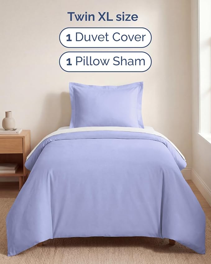 Duvet Cover Twin/Twin XL Size Set - Extra Soft Twin/Twin XL Duvet Cover 68" x 90" with 1 Pillow Sham - Hotel Luxury, Easy Care, Fade Free with Zipper Closures & Ties - Comfy & Breathable (Lavender)