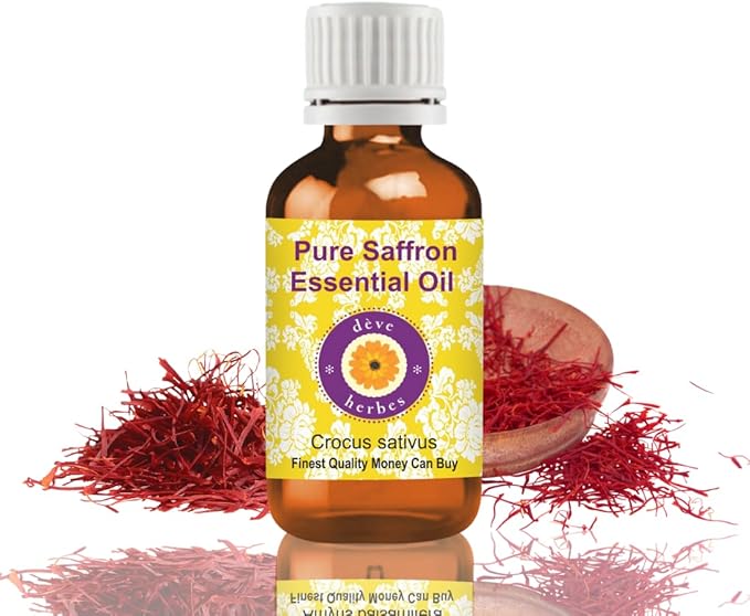 dève herbes Saffron Essential Oil (Crocus sativus) Pure | Non-Sticky | Non-Greasy | Lightweight | Men & Women | All Skin Types | Steam Distilled 5ml (0.16 oz)
