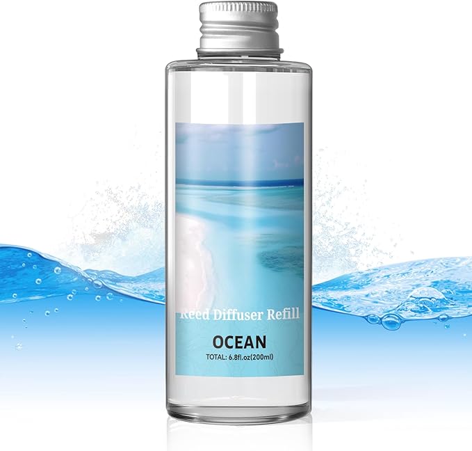 SCENTORINI Reed Diffuser Oil Refill, Ocean Diffuser Oil 6.76 Fl Oz, Natural Scented Essential Oil Refill Long Lasting Home Fragrance for Bathroom Room Spa Aromatherapy Hotel Decor