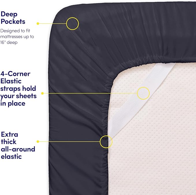 1500 Supreme Collection Extra Soft Split King Sheets Set, Navy Blue - Luxury Bed Sheets Set with Deep Pocket Wrinkle Free Bedding, Over 40 Colors, Split King Size, Navy