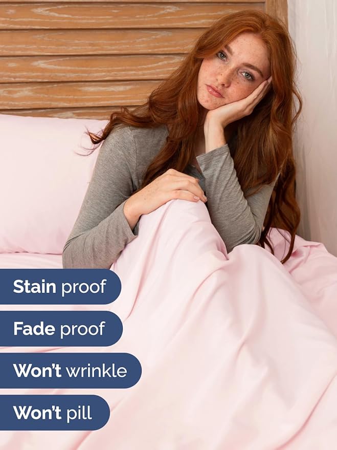 Extra Deep Twin Sheet Set - 3 Piece Breathable & Cooling Bed Sheets - Easily Fits 18 to 24 inch Mattress - Ultra Soft, Wrinkle & Fade Free w/ Extra Deep Pockets - Hotel Luxury Bedding - Lavender Pink