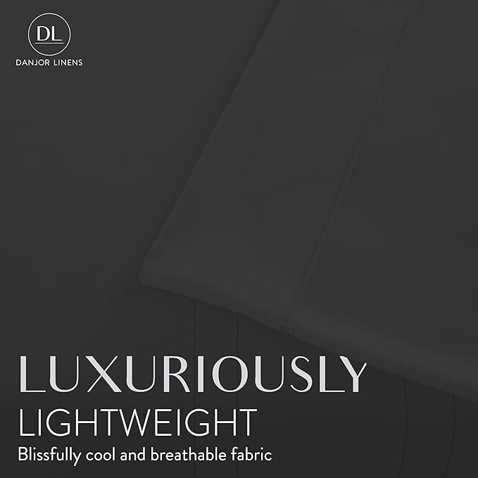 Danjor Linens Bed Sheet Set Full Size for Teens, Hotel Premium Sheets with 4 Pillowcases, Lightweight Brushed Microfiber Deep Pockets, Breathable Cooling 6 Piece Bedding Sets, Black
