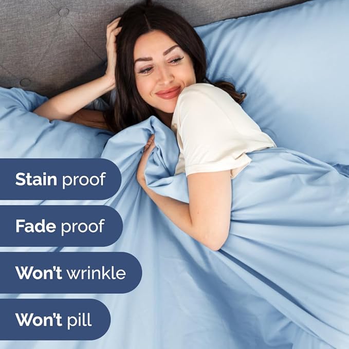 Flex Top Split Head King 4 Piece Sheet Set - Ultra-Soft, Breathable & Cooling Bed Sheets Set - Hotel Luxury Bedding for Women & Men with Deep Pockets - Wrinkle and Fade Free - Oeko-Tex - Light Blue
