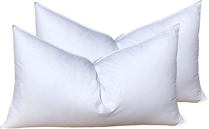 Pillowflex Set of 2 Synthetic Down Alternative Pillow Inserts for Shams, Soft & Plush Pillow Inserts, Faux Down Alternative Pillows or Micro Denier, Cotton Blended Shell Fabric - (12 Inch by 16 Inch)