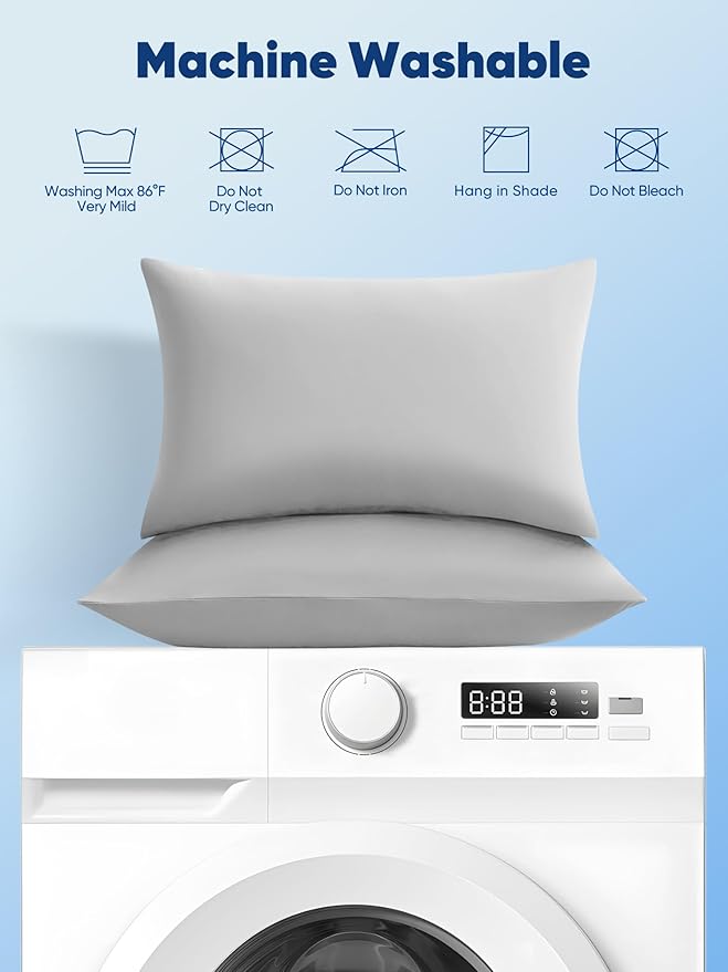 Avolare Cooling Pillow Cases King Size Set of 2,Arc-Chill 3.0(Q-Max>0.5) Cooling Pillowcases for Hot Sleepers,Breathable & Stretchy Fabric,Soft for Hair Skin, Zipper Pillow Cases,Grey