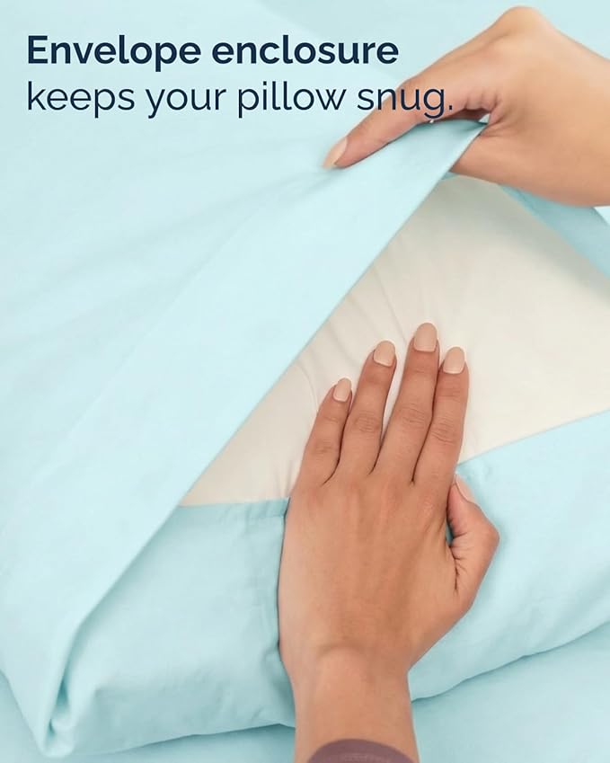 Twin XL 4 Piece Sheet Set - Comfy Breathable & Cooling - Hotel Luxury Bedding for Women, Men, Kids, Teens & Children - 1 Flat & 1 Fitted Sheet & 2 Pillowcases w/ Deep Pockets - Wrinkle Free - Spa Blue