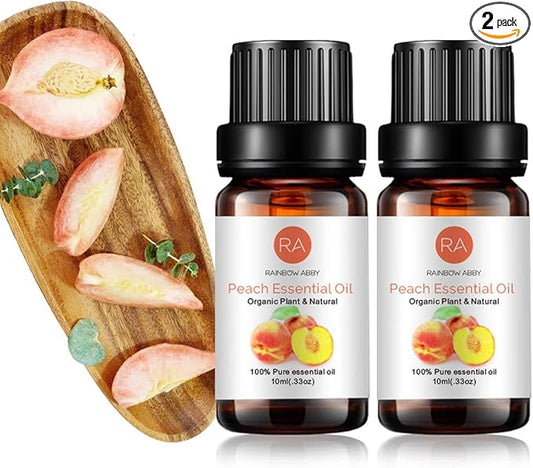 2-Pack Peach Essential Oil 100% Pure Oganic Plant Natrual Flower Essential Oil for Diffuser Message Skin Care - 10ML