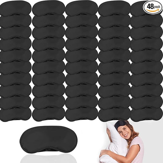 50 Pack Blindfold Eye Mask Cover Sleep Mask for Party Games Travel Sleep Team Build Party Supply with Adjustable Strap for Women Men Kids, Black