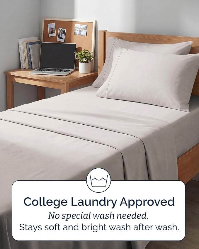 Extra Deep Twin XL Sheet Set - 4 Piece Breathable and Cooling Sheets - Hotel Luxury Bedding for Women, Men, Kids & Teens - Easy & Secure Fit - Soft and Wrinkle Free - Extra Deep Pockets - Light Grey