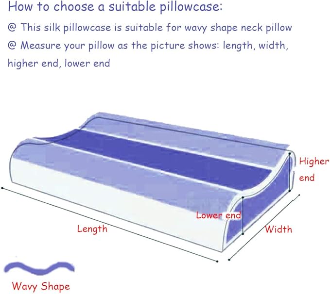 100% Mulberry Silk Pillowcase for Memory Foam, Cervical, Contour Pillow - Smooth Cover (20 x 12.5 Inch, Grey)