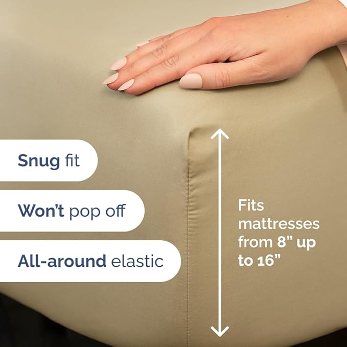 Full Size 4 Piece Sheet Set - Comfy Breathable & Cooling Sheets - Hotel Luxury Bed Sheets for Women & Men - Deep Pockets, Easy-Fit, Extra Soft and Wrinkle Free Sheets - Beige Oeko-Tex Bed Sheet Set