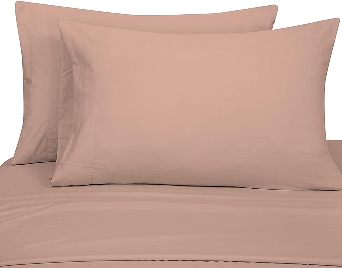 ROYALE LINENS 4 PC Queen Sheets Set - Soft Brushed 1800 Microfiber Bedding - 1 Fitted, 1 Flat Sheet, 2 Pillowcases - Wrinkle Free & Fade Resistant - Hotel Luxury Bed Sheets Set (Dusty Rose, Queen)