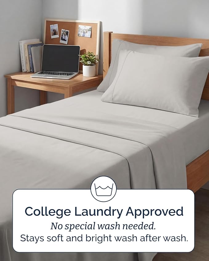 Extra Deep Twin XL Sheet Set - 4 Piece Breathable and Cooling Sheets - Hotel Luxury Bedding for Women, Men, Kids & Teens - Easy & Secure Fit - Soft and Wrinkle Free - Extra Deep Pockets - French Grey