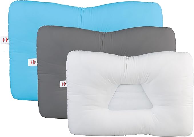 Core Products Tri-Core Cervical Support Pillow – Gentle (Medium Firmness) Orthopedic Neck Pillow for Pain Relief, Back and Side Sleepers – Ergonomic Contour Pillow – Assembled in USA, Full Size, Blue