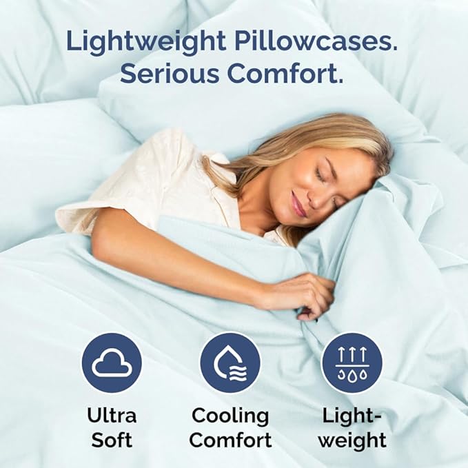 Body Pillowcases Set of 2-20x54 Long Body Pillow Case - Soft Body Pillow Cover for Sleeping & Side Sleepers - Comfy, Breathable & Wrinkle Free - Machine Washable w/Envelope Enclosure (Ice Blue)