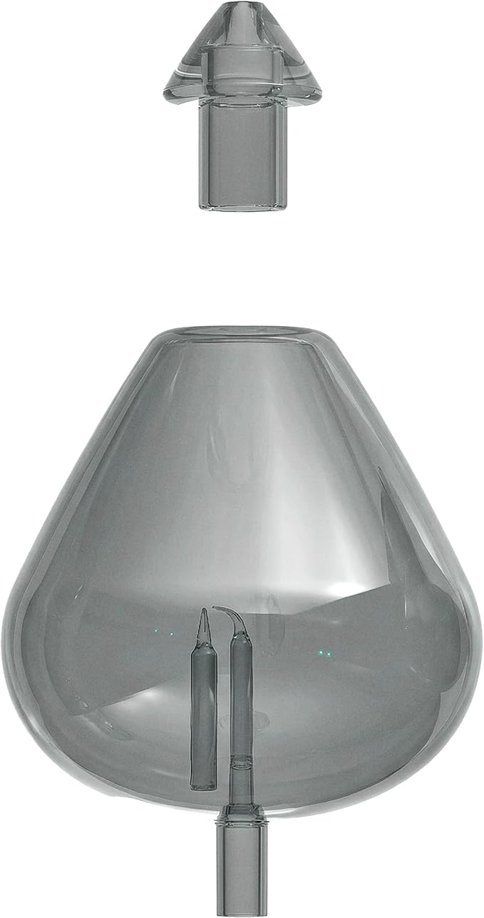 20ml Hand-Blown Glass Atomizing Chamber for Waterless Essential Oil Diffusers, Laboratory-Level Smoky Glass, Plastic-Free Nebulizing Reservoir, DIY Replacement Vessel, [Black Obsidian]