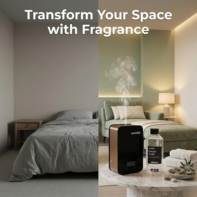 Scentia Dream Walk Diffuser Oil for HVAC Scent Machine – Hotel Fragrance Inspired by 5-Star Spa Resort – 500 mL – White Tea, Cedarwood & Amber Oil for Commercial & Cold Air Diffusers, Made in USA