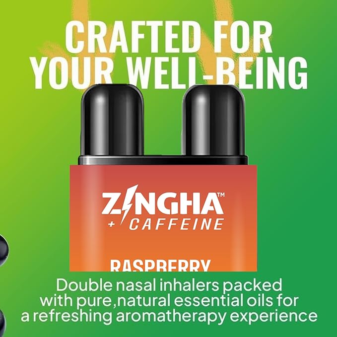 Z!NGHA Caffeinated Aromatherapy Nasal Inhaler Stick - Energy Nasal Stick with Peppermint & Eucalyptus Essential Oils - Natural Focus & Alertness Support, Sweet Surge