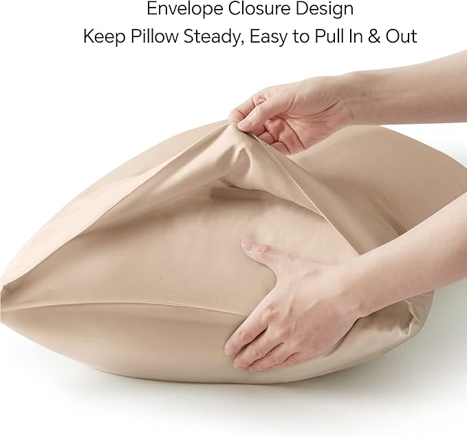 BEDELITE Pillow Cases Standard Size Set of 2, Rayon Derived from Bamboo, Cooling Pillow Cases for Hot Sleepers & Night Sweats, Breathable and Silky Soft Envelope Pillowcases(Taupe, 20"x26")