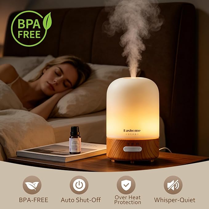 Essential Oil Diffuser for Home, Ultrasonic Cool Mist Air Aromatherapy Humidifier, Mini Scent Air Machine Portable Diffuser with Changing Lights & Auto Shut-Off for Home Bedroom Office Yoga(<25dB)