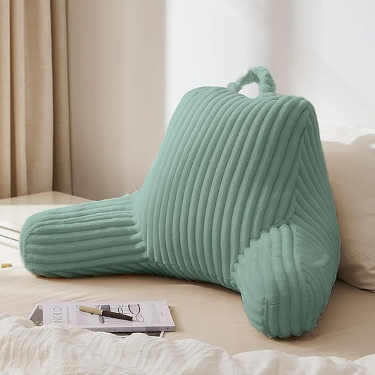 Blissful Diary Reading Pillow for Sitting in Bed, Flannel Back Pillow Bed Sitting Up for Adult & Children, Backrest Cushion for Sit Up in Couch or Floor, Dorm Essentials, Mint Green