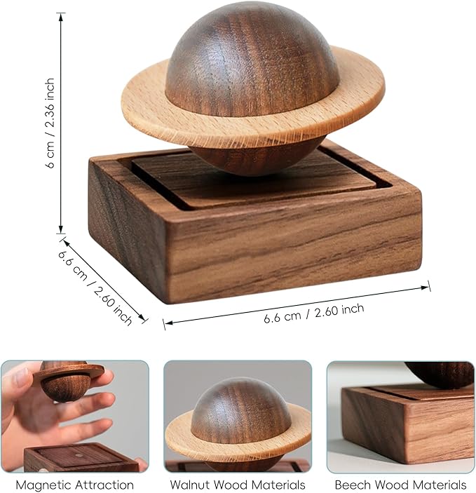 Planet Wooden Essential Oil Diffuser - Walnut Aroma Therapy for Home, Office, Car, Yoga Hall and SPA - Passive Diffuser for Desk Table Decor