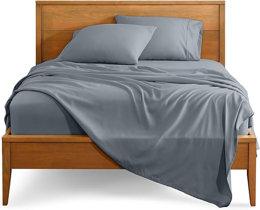 Bare Home Full XL Sheet Set - 1800 Ultra-Soft Microfiber Full Extra Long Bed Sheets - Double Brushed - Deep Pockets - Easy Fit - 4 Piece Set - Bedding Sheets & Pillowcases (Full XL, Steel Blue)