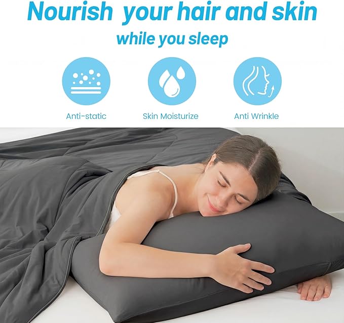 Cozy Bliss Cooling Pillow Cases for Hot Sleepers, Q-Max>0.45, Queen Size Set of 2, Soft & Silky Pillow Covers with Envelope Closure,Gift, Charcoal Gray, 20x30 Inches