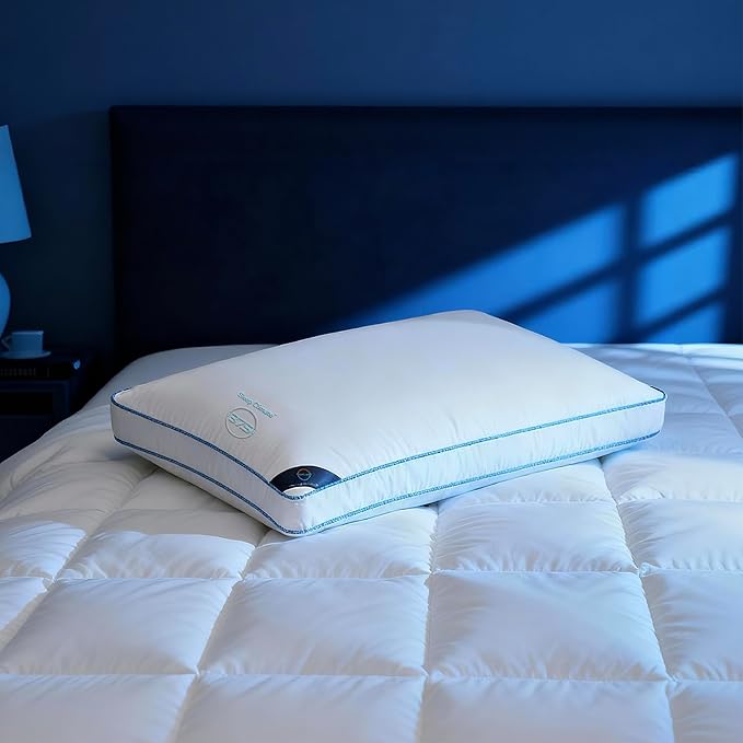 Sleep Climate 37.5® Temperature Regulating Hotel Bed Pillows Queen Size Set of 1, 300 Thread Count Down Alternative Pillow with 2” Gusset, Machine Washable for Side or Back Sleeper Pillows, 17"x 25"