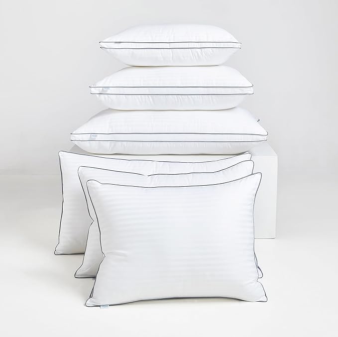 Down Alternative Bed Pillow (Standard, Pack of 2), Medium Support Gusseted Hotel Quality for Side, Back, Stomach SleeperHotel Quality for Side, Back, Stomach Sleeper
