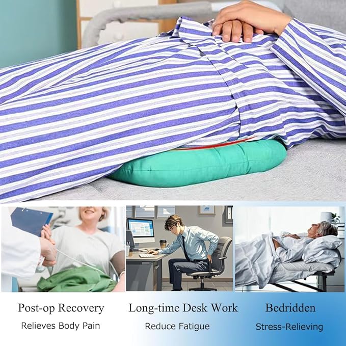 WEEOATAR Anti-Bedsore Cushion Pressure Ulcer Cushion Donut Pillow,Soft,Breathable and Pressure Relief Sciatica Pillow Anti-Decubitus Pad for Seniors,Pregnant and Post-Surgery(Green&White,L)