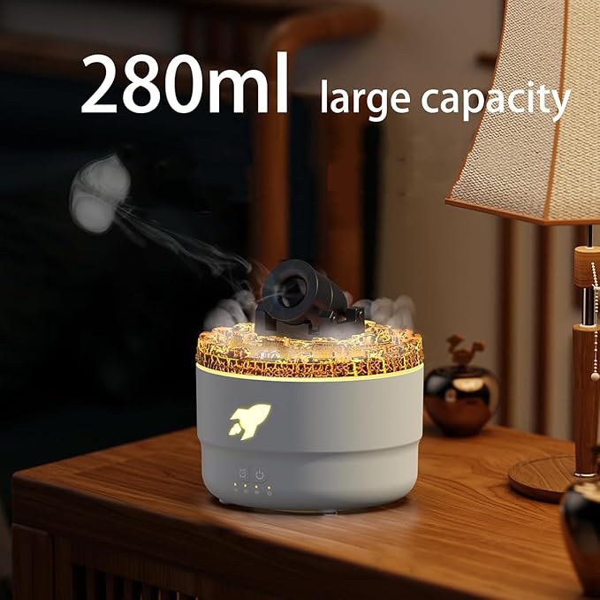 Cannon Blast Aroma Humidifier, Silent Turret Diffuser With 7 Colors for Home, Bedroom - Yellowcane