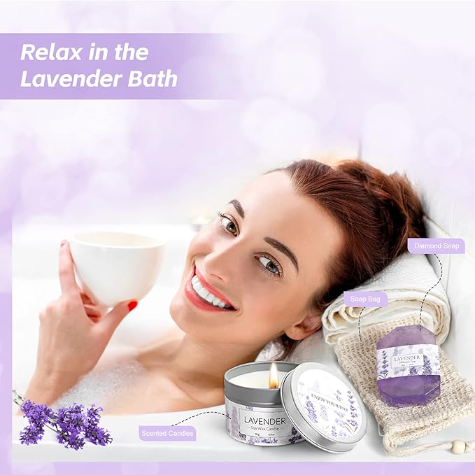 Mothers Day Gifts for Mom, Lavender Spa Gifts Set, 11 Pcs Bath Gift Set for Women, Relaxing Spa Gifts, Bath Spa Gift Basket for Women, Home Spa Products, Birthday Gifts for Women