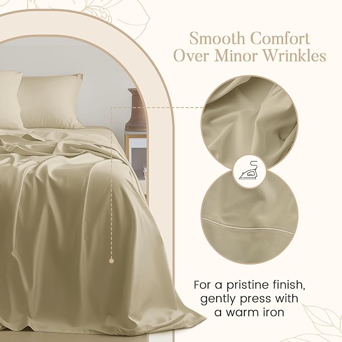 800TC 100% Egyptian Cotton Sateen Weave Twin Size Sheets Set, 3PC Twin Bed Sheets Luxury Hotel Collection Fully Elasticated Sheet & Pillowcase Sets, Machine Washable No Pill Fade Resistant-Linen