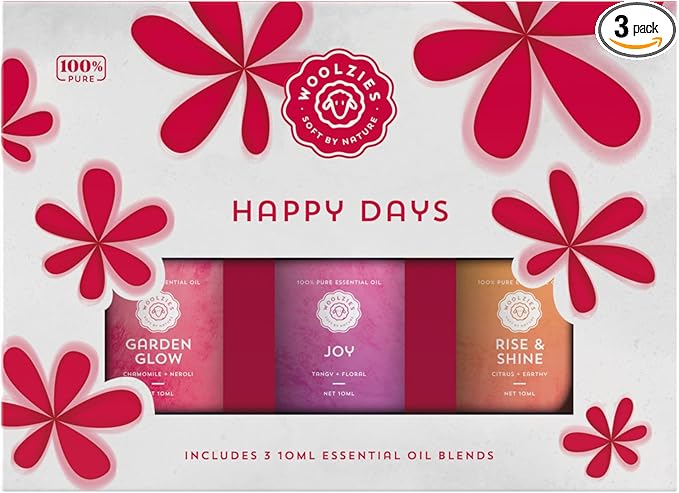 Happy Days Essential Oil Set of 3 | Therapeutic Grade Essential Oil Blends for Home, Office, Diffuser | Garden Glow, Joy, Rise & Shine - 10 ML